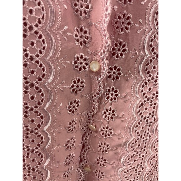 Lee Mar Vintage Pink Long Sleeve Button-Up Top, Size Large - Picture 3 of 4